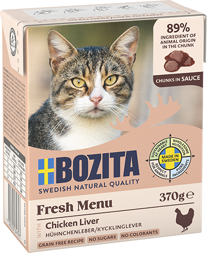 BOZITA Katzen-Nassfutter Hühnchenleber Häppchen in Sauce